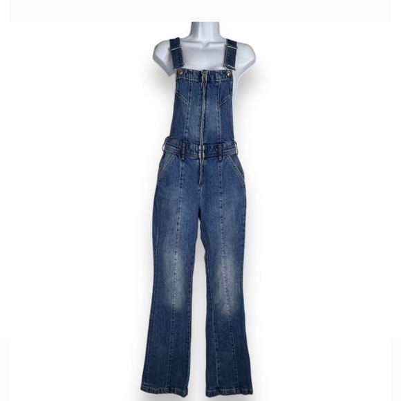 We The Free Camilla Overalls Slim Bootcut Denim Zip Front S - Picture 6 of 15